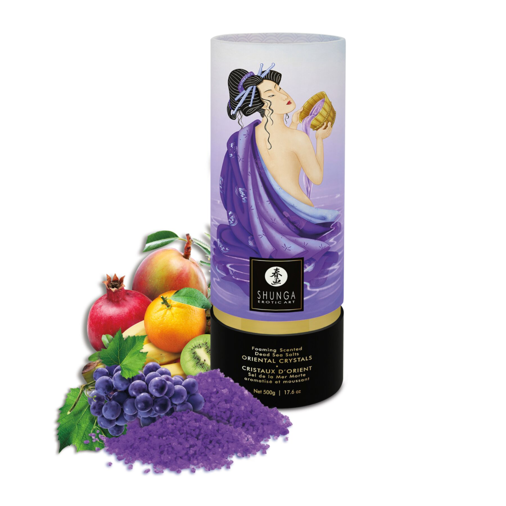 Пенящаяся соль для ванны Shunga Dead Sea salt Oriental Crystals — Exotic Fruits (500 г), соль Мертво