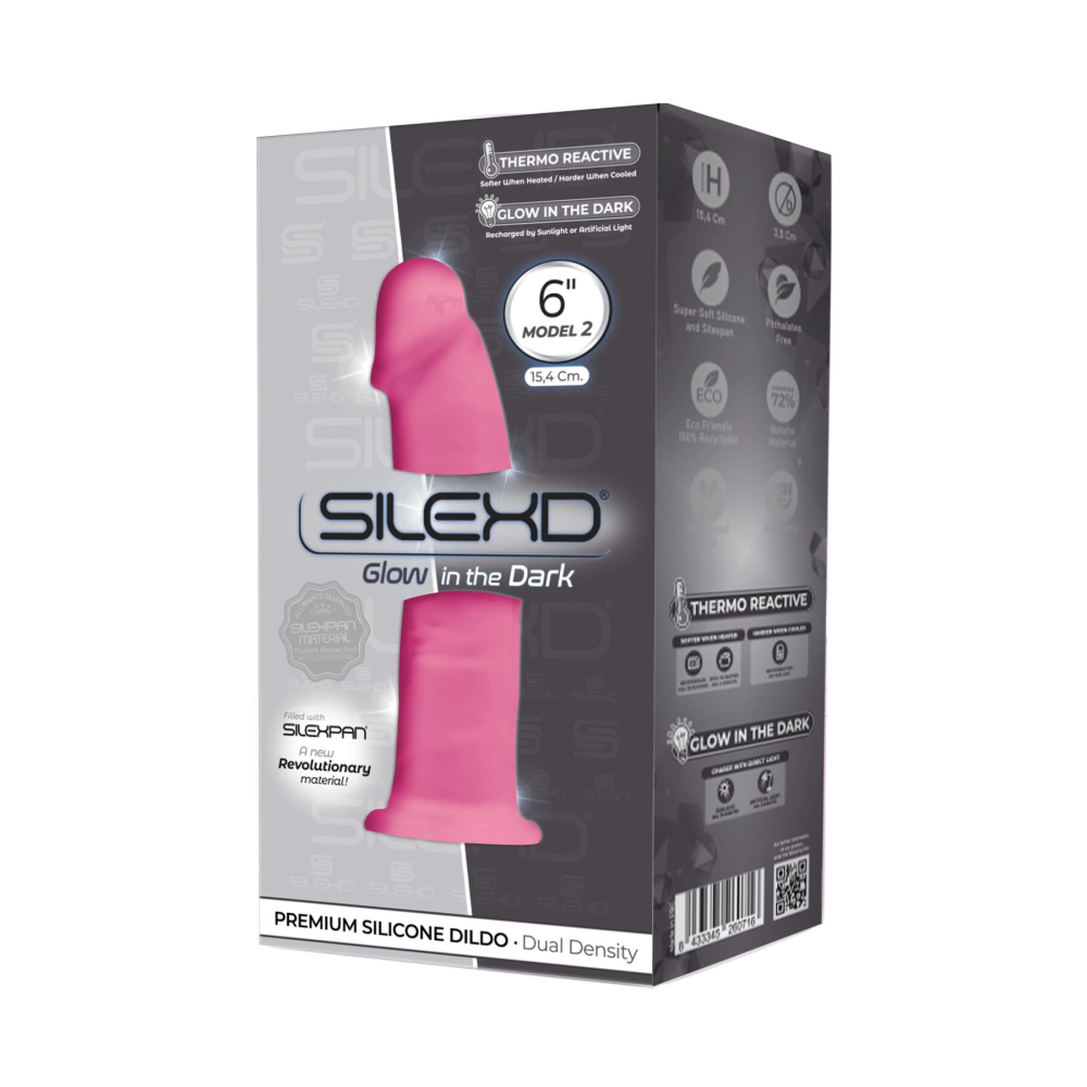 Фаллоимитатор SilexD Robby Pink  (MODEL 2 size 6in) Glow in the dark, двухслойный, силикон+Silexpan