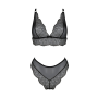 Комплект белья Passion AMBERLY SET 6XL/7XL black, лиф, трусики бразилиана, люрексовая нить