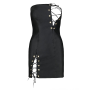 Мини-платье из экокожи Passion CELINE CHEMISE 6XL/7XL, black, шнуровка, трусики в комплекте