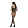 Бодистокинг Passion ECO BS001 One Size black, с доступом, имитация подвязок, флористический декор