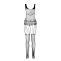 Бодистокинг Passion ECO BS001 One Size black, с доступом, имитация подвязок, флористический декор