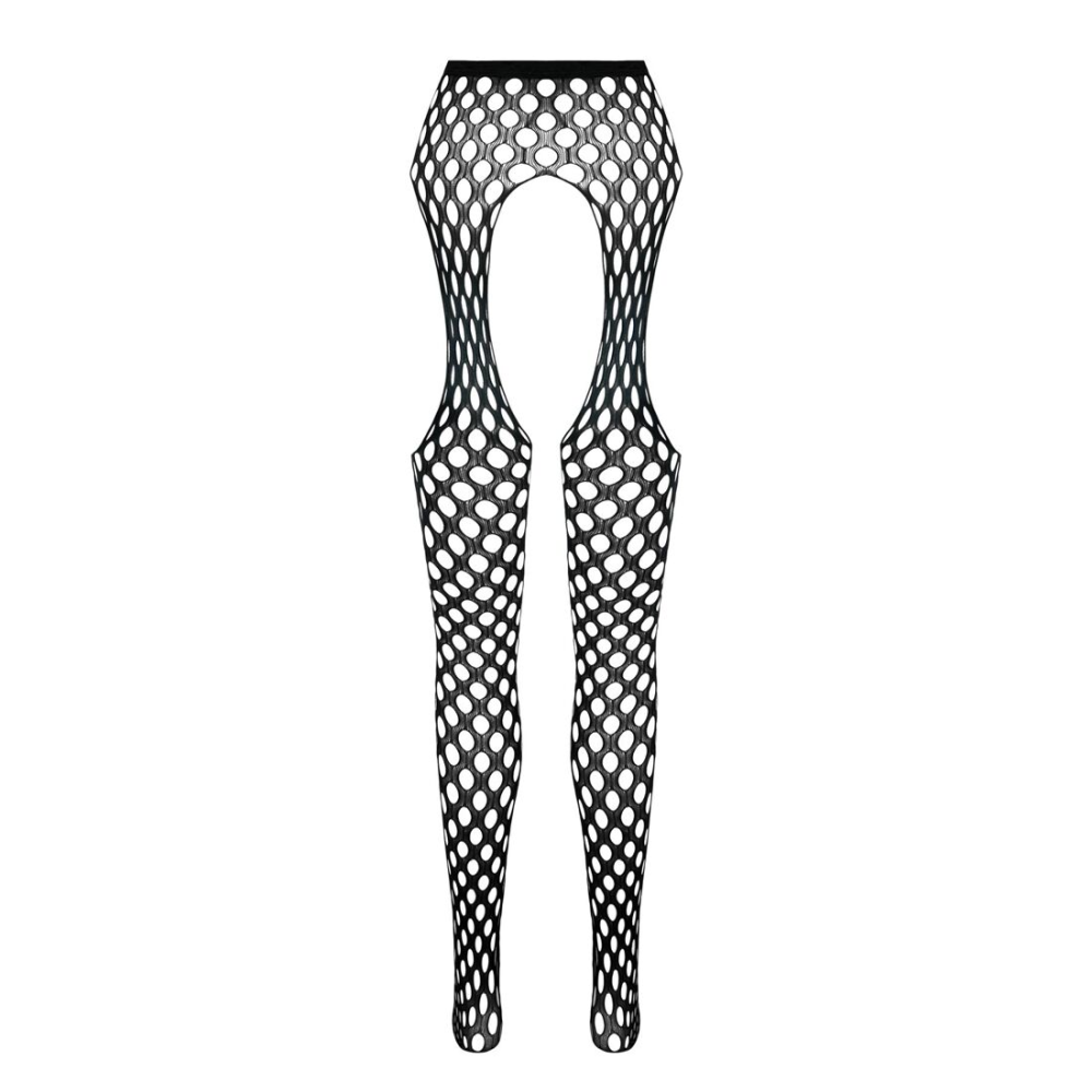 Эротические колготки-бодистокинг Passion ECO S003 black, с доступом, имитация подвязок