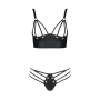 Комплект из экокожи Passion MALWIA BIKINI 6XL/7XL black, с люверсами и ремешками, бра, трусики