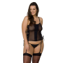 Сетчатый корсет из экокожи Passion MALWIA CORSET 4XL/5XL black, с люверсами и съемными пажами