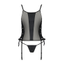 Сетчатый корсет из экокожи Passion MALWIA CORSET 4XL/5XL black, с люверсами и съемными пажами