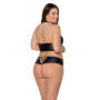 Комплект из экокожи Passion NANACY BIKINI 6XL/7XL black, бра и трусики с имитацией шнуровки