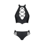 Комплект из экокожи Passion NANACY BIKINI 6XL/7XL black, бра и трусики с имитацией шнуровки