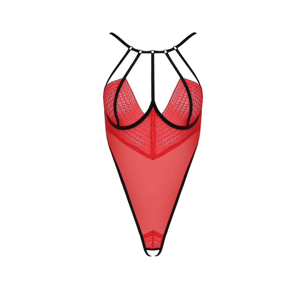 Боди с высоким вырезом бедра Passion Exclusive AKITA BODY L/XL, red