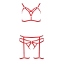 Комплект белья Passion Exclusive MAGALI SET OpenBra L/XL, red, стрэпы, лиф, трусики и пояс
