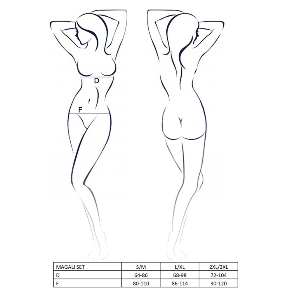 Комплект белья Passion Exclusive MAGALI SET OpenBra L/XL, red, стрэпы, лиф, трусики и пояс
