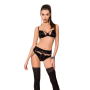 Комплект белья Passion Exclusive TONYA SET S/M, black, трусики, лиф, пояс для чулок