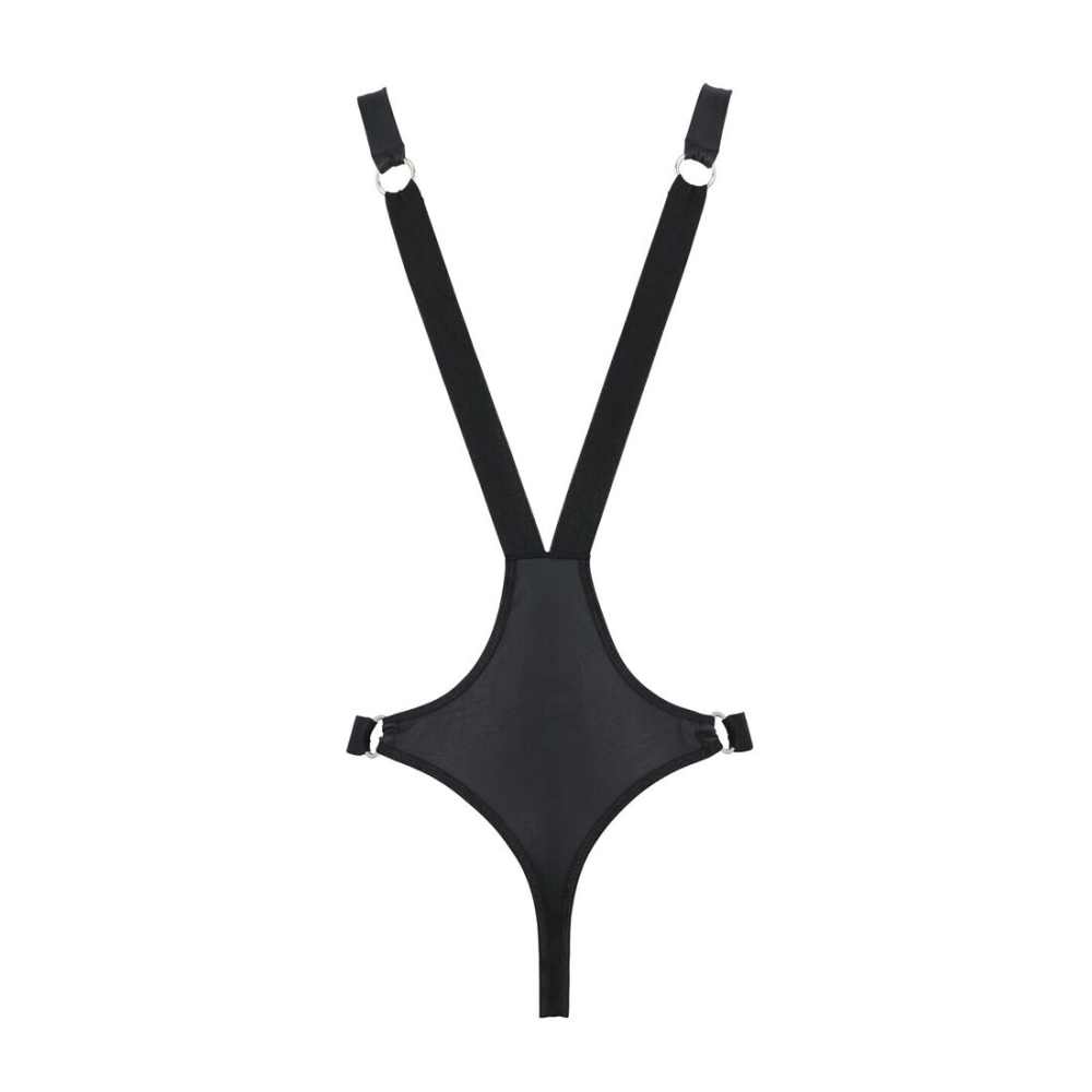 Мужское боди с люверсами Passion 028 HARRY XXL/XXXL Black, экокожа, на лямках