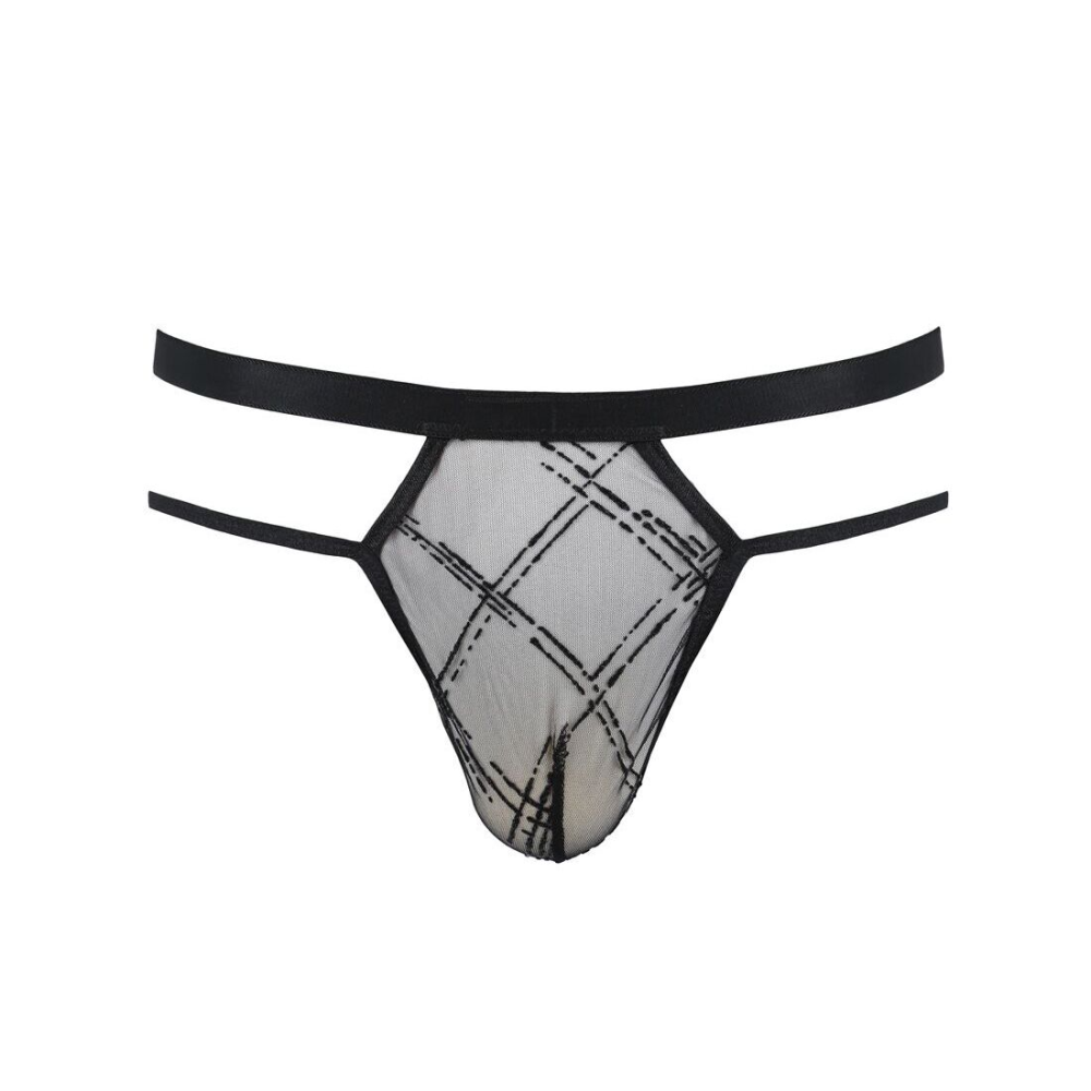 Мужские прозрачные стринги Passion 029 THONG COLLIN XXL/XXXL Black, сетка