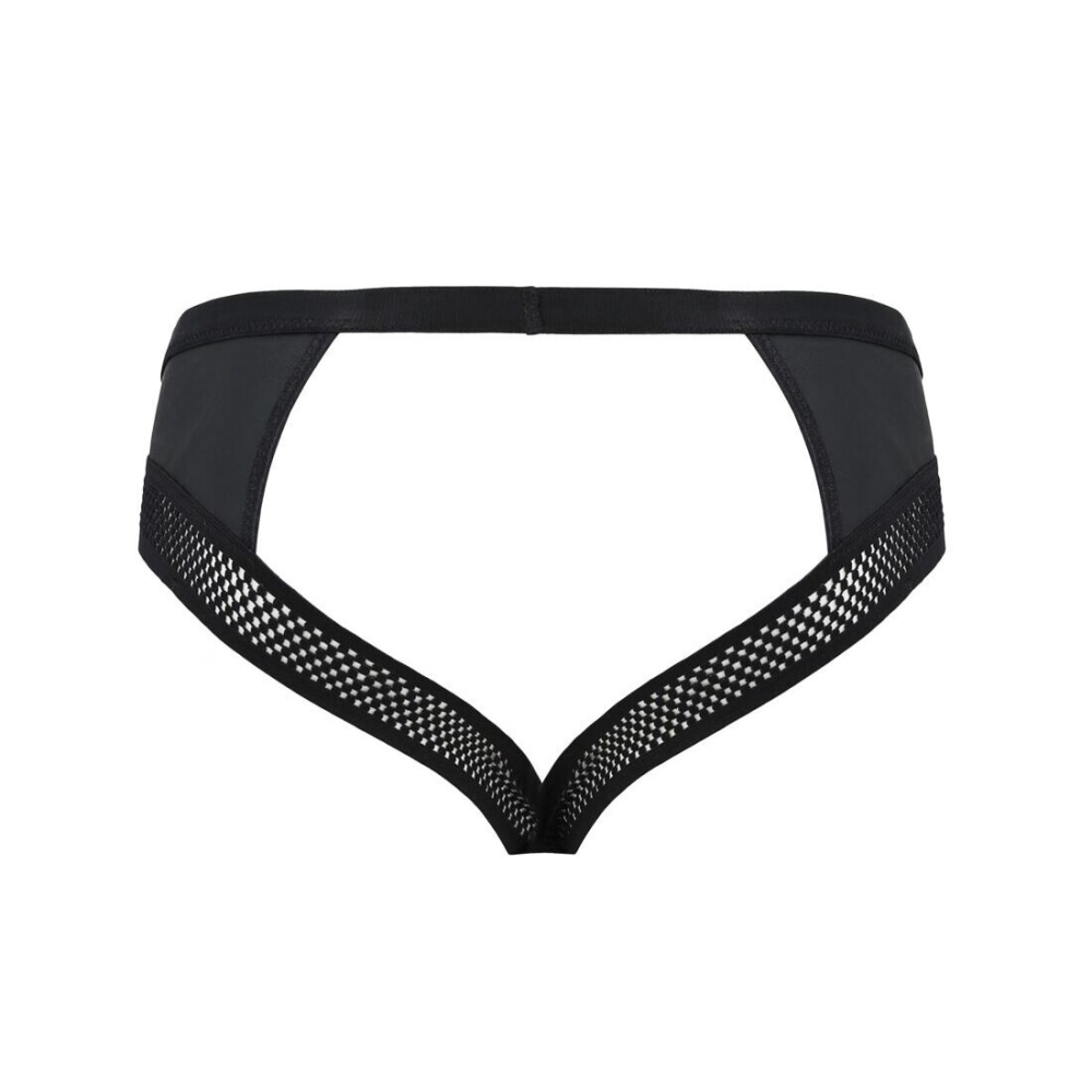 Мужские трусы с цепочкой Passion 030 SLIP TOM XXL/XXXL Black, экокожа, открытые ягодицы