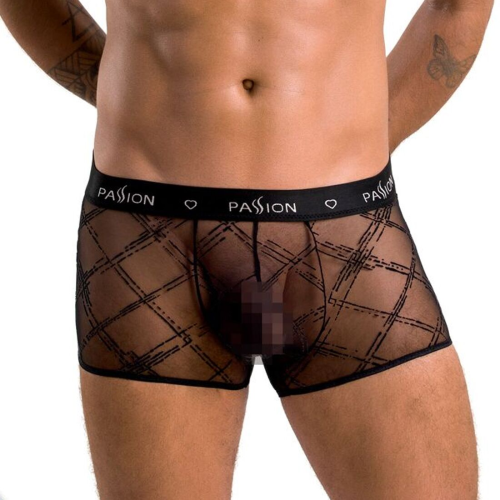 Мужские прозрачные боксеры Passion 032 SHORT JAMES L/XL Black, сетка