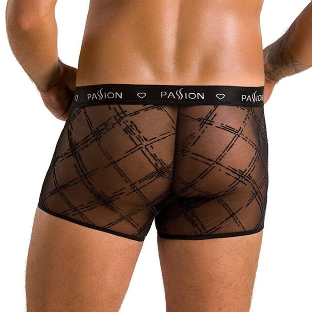 Мужские прозрачные боксеры Passion 032 SHORT JAMES XXL/XXXL Black, сетка