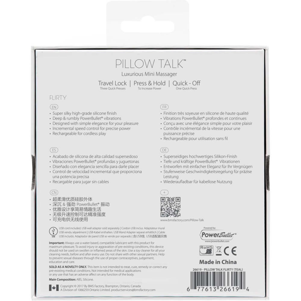 Роскошный вибратор PILLOW TALK - Flirty Teal с кристаллом Сваровски, гибкая головка
