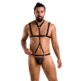 Комплект мужского белья из стреп Passion 039 SET ANDREW L/XL Black, стринги, шлейка