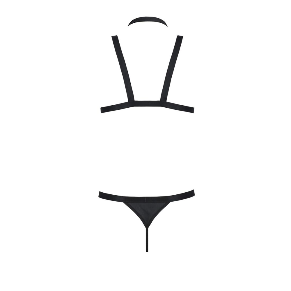Комплект мужского белья из стреп Passion 039 SET ANDREW S/M Black, стринги, шлейка