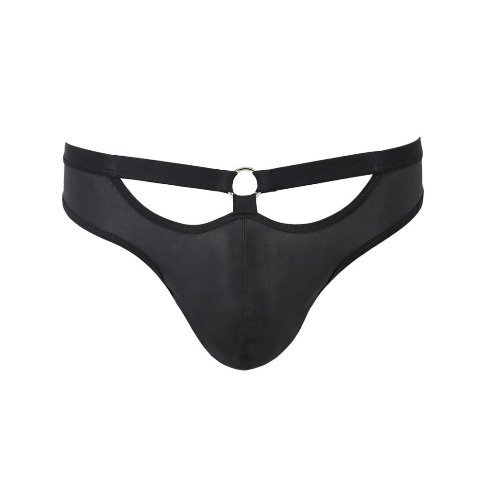 Мужские слипы с вырезами Passion 041 SLIP JOE XXL/XXXL Black, экокожа, открытые ягодицы