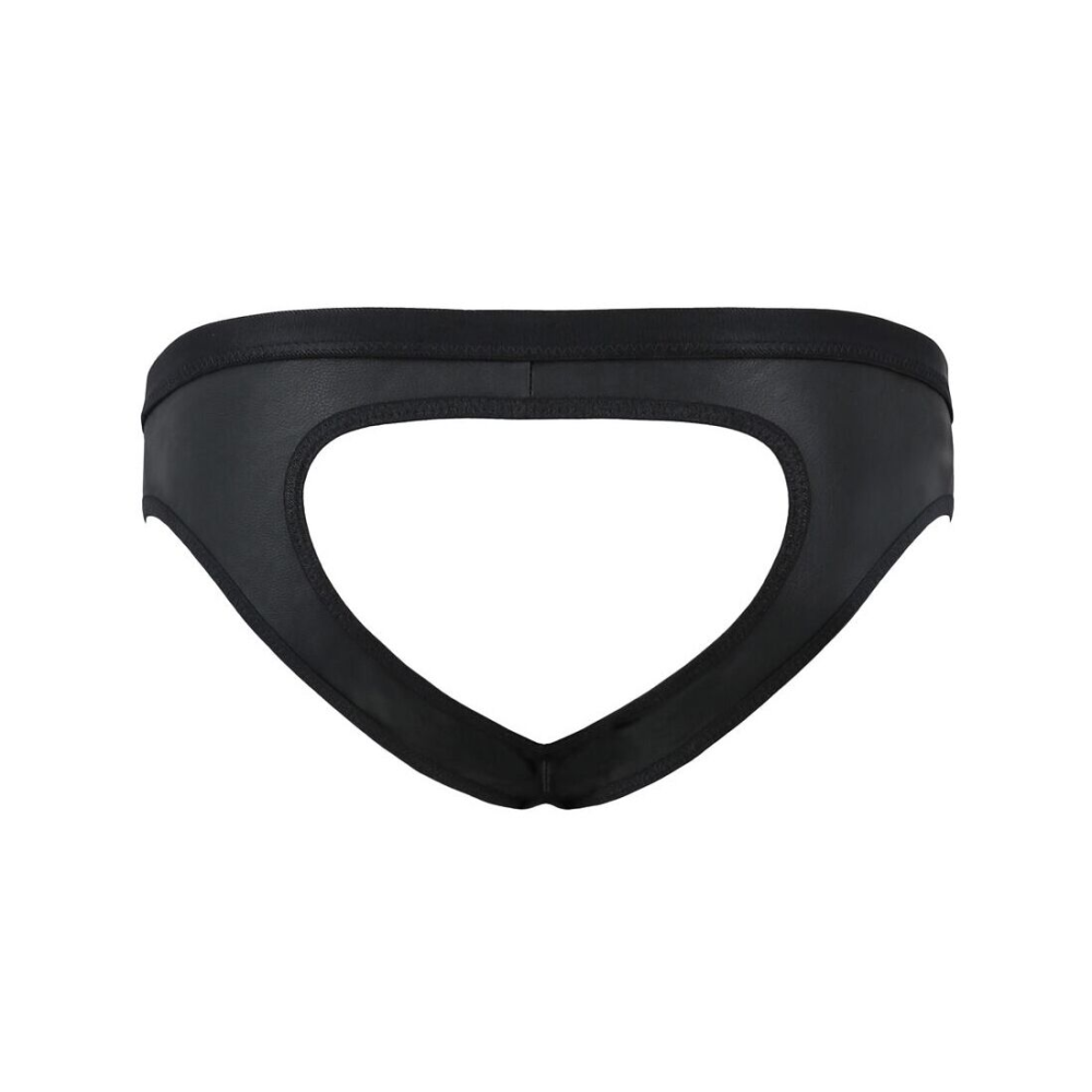 Мужские слипы с вырезами Passion 041 SLIP JOE XXL/XXXL Black, экокожа, открытые ягодицы