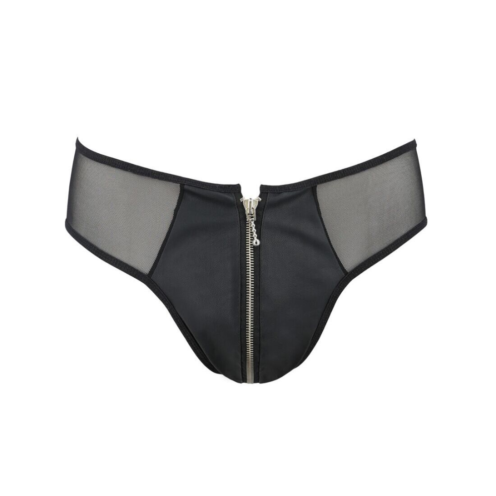 Мужские слипы на молнии Passion 042 SLIP TIMMY L/XL Black, экокожа, сетка