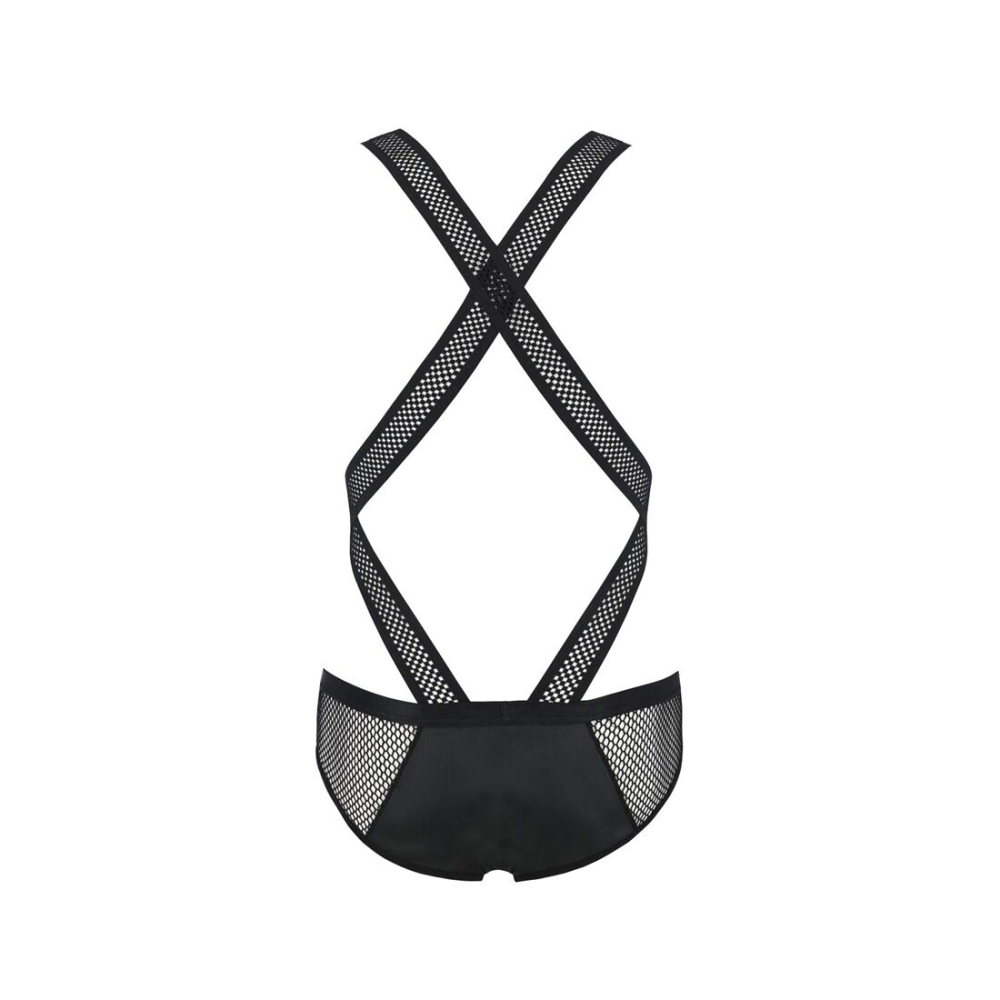 Мужское эротическое сетчатое боди Passion 045 VICTOR S/M Black, экокожа, сетка