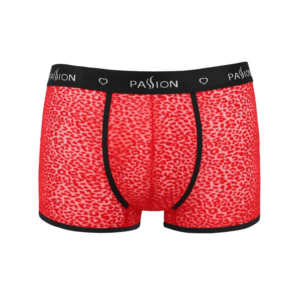 Мужские прозрачные боксеры Passion 046 SHORT PARKER L/XL Red, сетка, под леопард