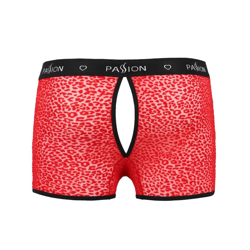 Мужские прозрачные боксеры Passion 046 SHORT PARKER L/XL Red, сетка, под леопард