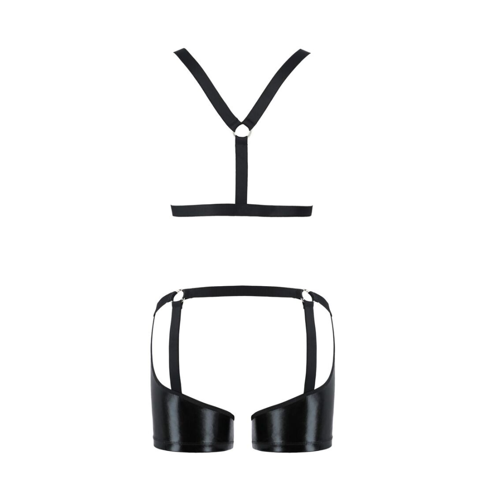 Комплект эротического мужского белья Passion 047 SET JOHN XXL/XXXL Black, трусы, портупея