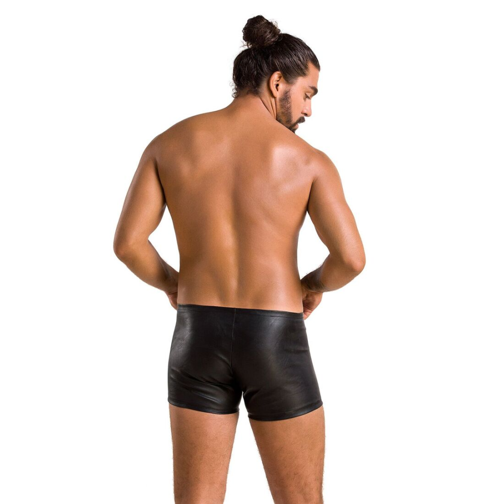 Мужские кожаные боксеры с молниями Passion 049 SHORT MATT L/XL Black