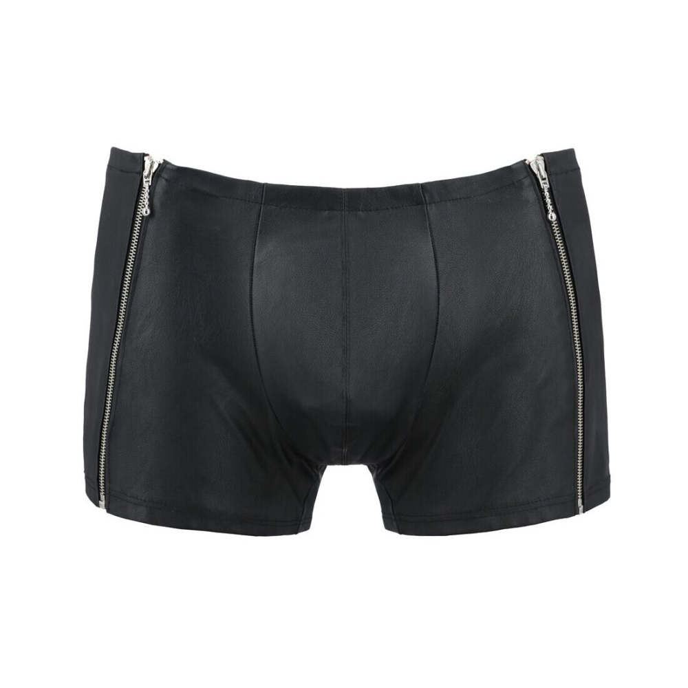 Мужские кожаные боксеры с молниями Passion 049 SHORT MATT L/XL Black