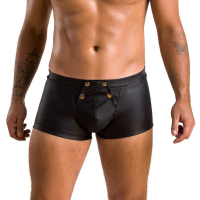 Мужские кожаные боксеры с клапаном Passion 050 SHORT PATRICK XXL/XXXL Black