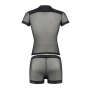 Комплект сетчатого мужского белья Passion 052 SET MICHAEL L/XL black, рубашка, боксеры, заклепки