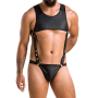 Мужское кожаное боди Passion 056 ADAM XXL/XXXL Black, заклепки