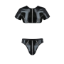 Комплект мужского белья под латекс Passion 057 SET PETER S/M Black, кроп-топ, стринги
