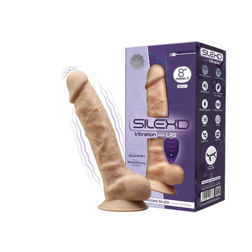 Фаллоимитатор с вибрацией SilexD Vetus Vibro Flesh (MODEL 1 size 8in) + LRS, двухслойный, диам.4,2см