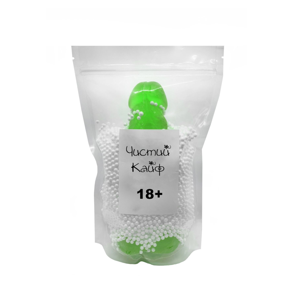 Крафтовое мыло-член с присоской Чистий Кайф Green size XL, натуральное