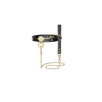 Роскошный ошейник с поводком Zalo Collar & Leash Set Black, натуральная кожа