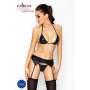 Комплект белья под латекс Passion CAPRI SET XXL/XXXL, black, мини-бикини, стринги, пояс для чулок