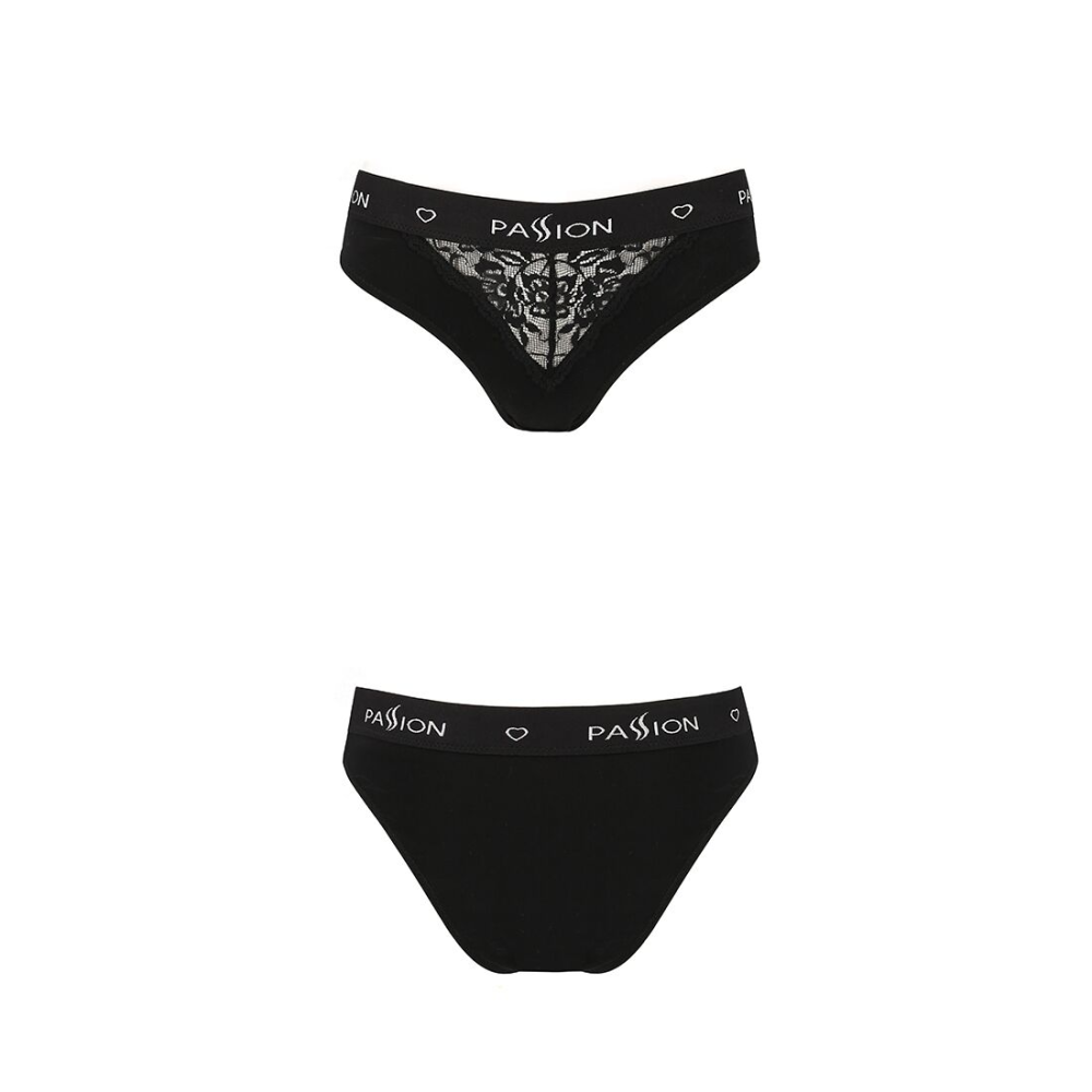 Трусики с широкой резинкой и кружевом Passion PS001 PANTIES XL, black