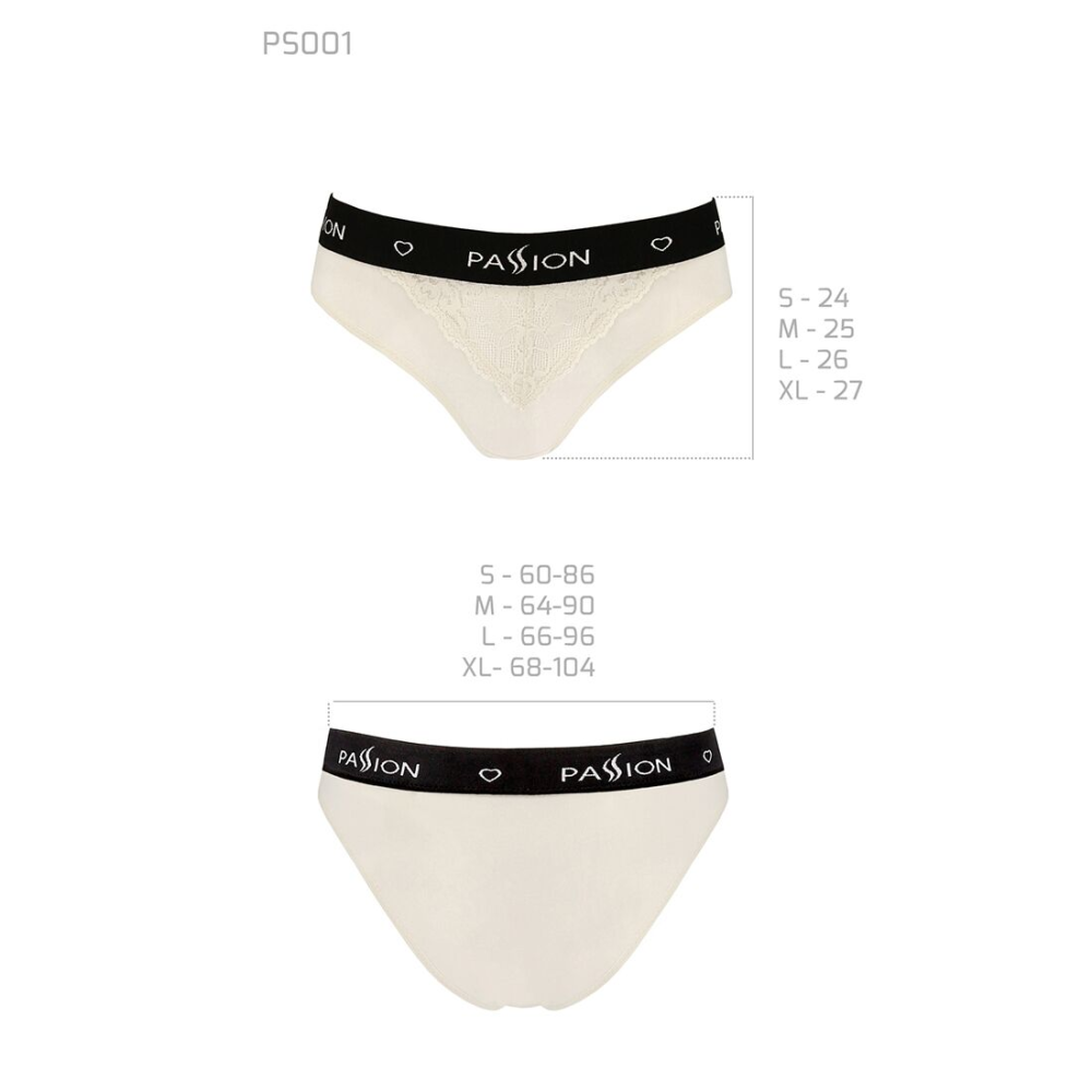 Трусики с широкой резинкой и кружевом Passion PS001 PANTIES XL, ecru