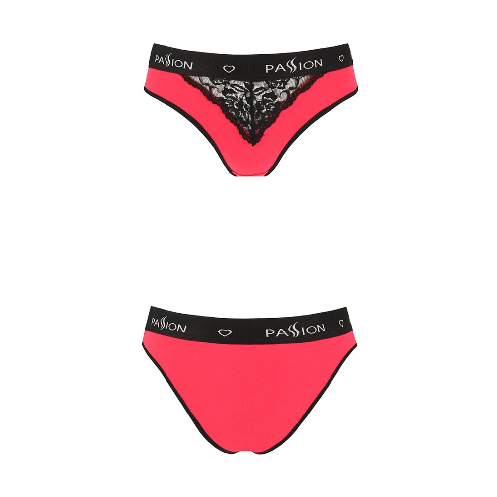 Трусики с широкой резинкой и кружевом Passion PS001 PANTIES M, red-black