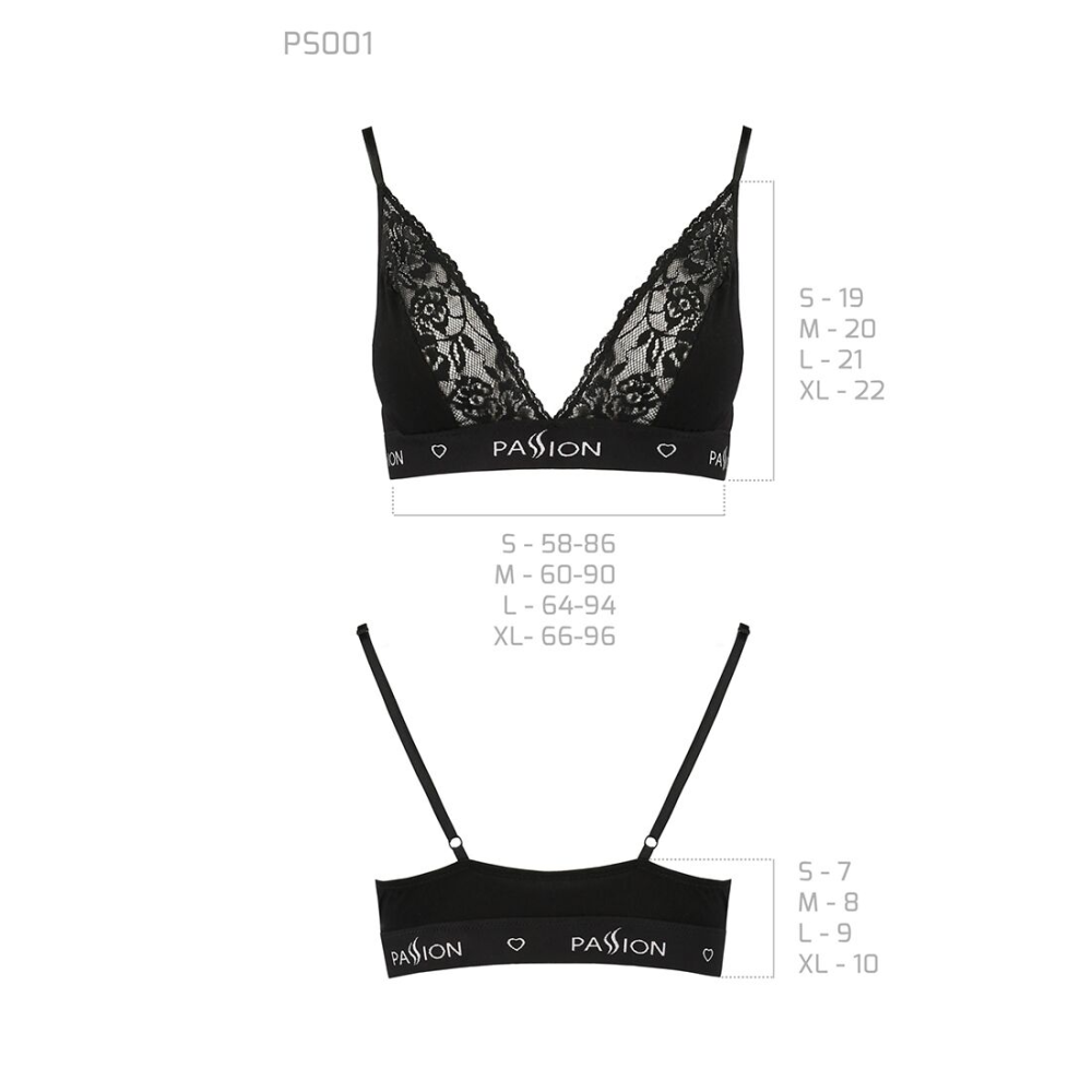 Эластичный топ с кружевом Passion PS001 TOP S, black