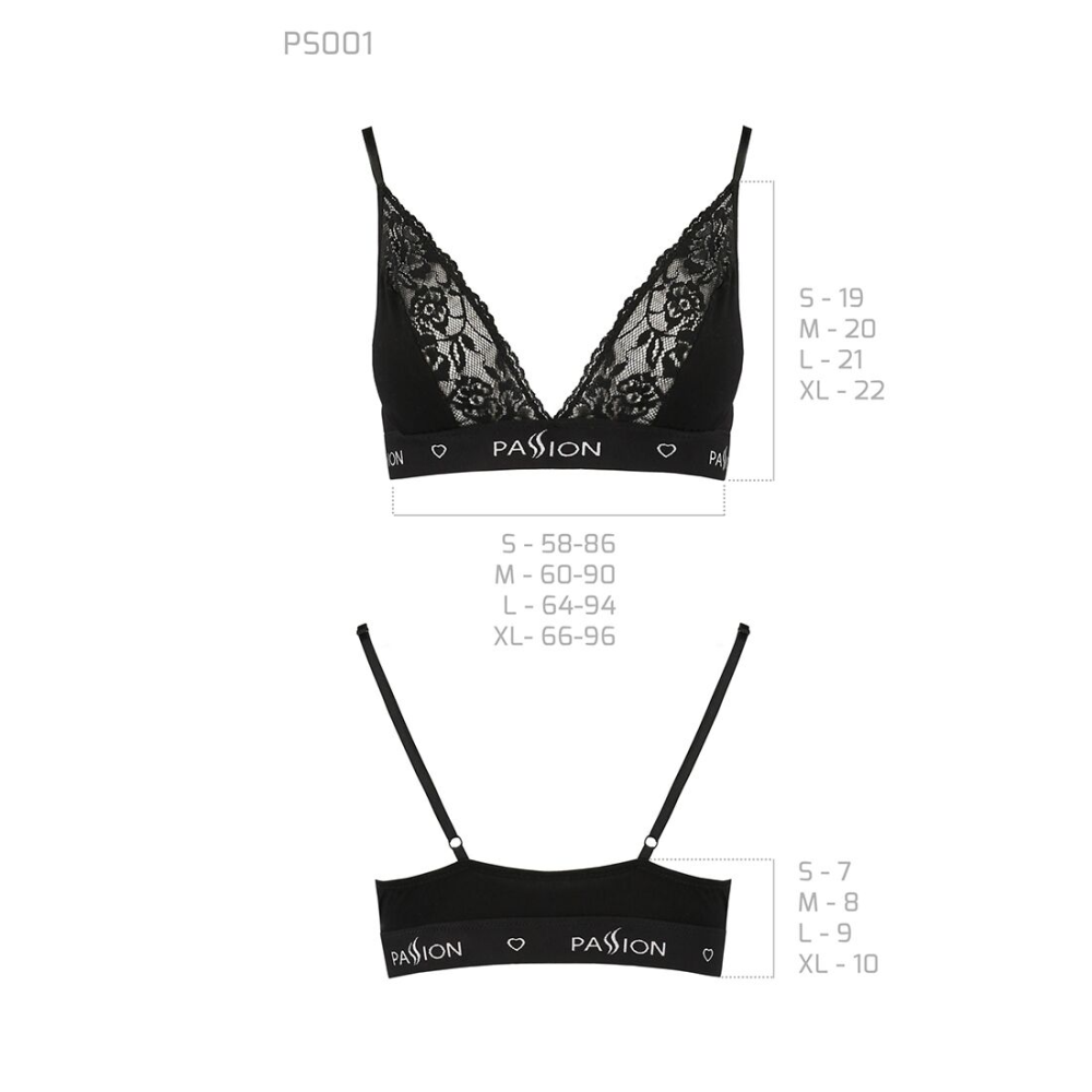 Эластичный топ с кружевом Passion PS001 TOP XL, black