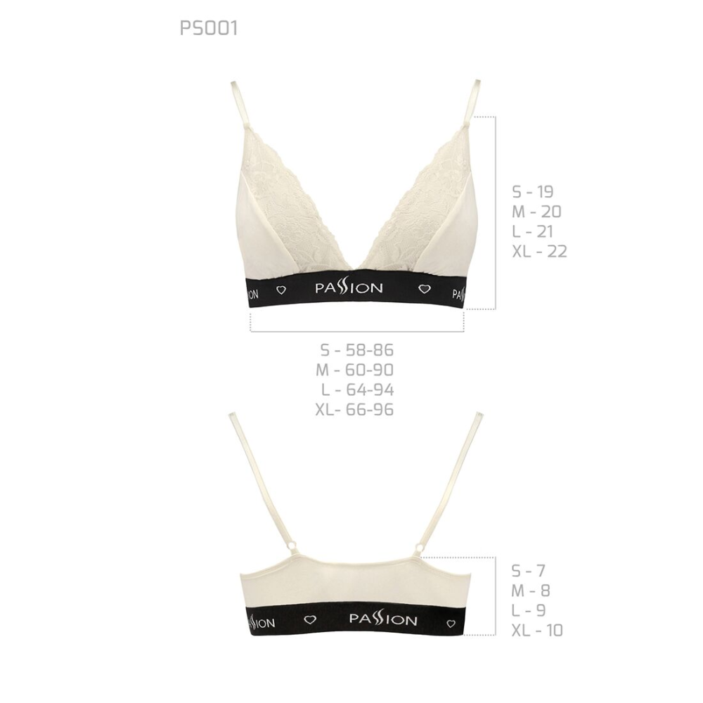 Эластичный топ с кружевом Passion PS001 TOP XL, ecru