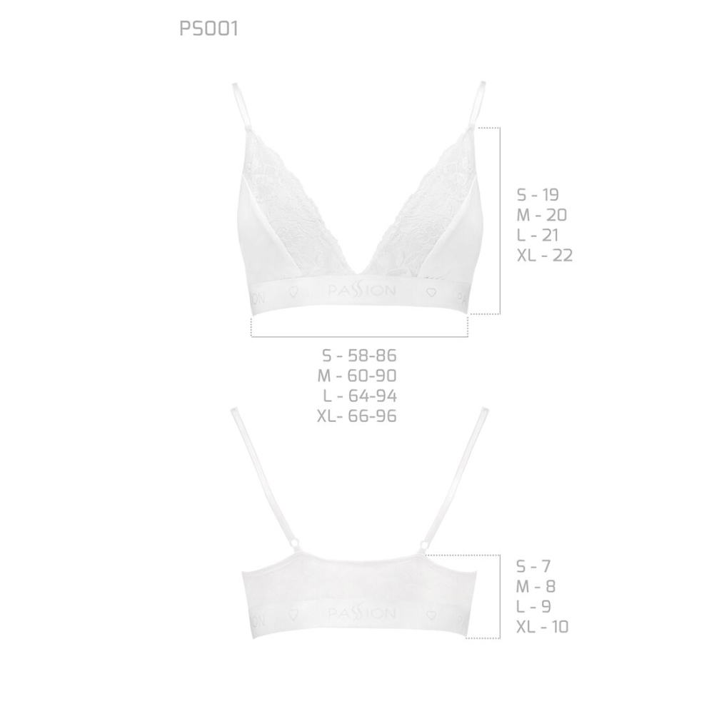 Эластичный топ с кружевом Passion PS001 TOP S, white