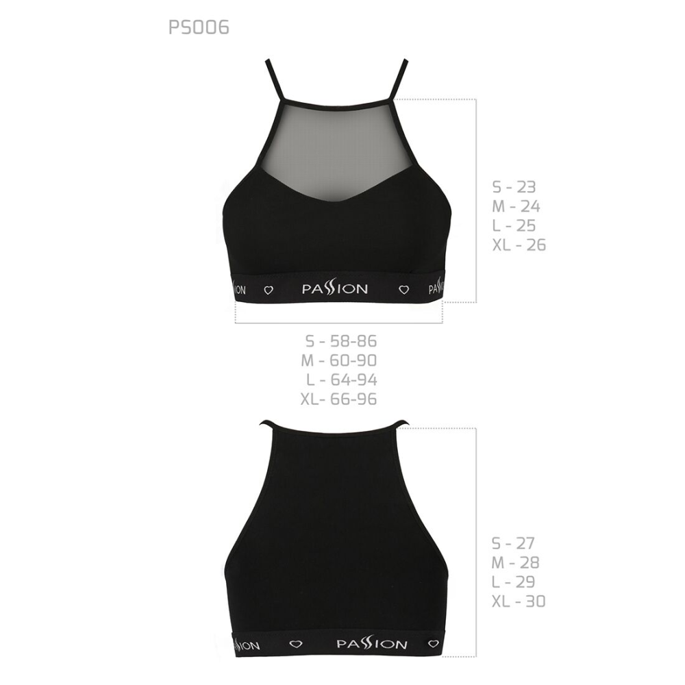 Спортивный топ с прозрачной вставкой Passion PS006 TOP M, black