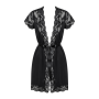 Сатиновый открытый пеньюар на поясе Obsessive 810-PEI–1 peignoir black S/M, черный